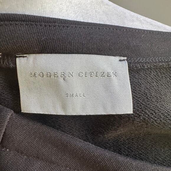 Modern Citizen Audrey Black Terry Midi Dress Small Tie Waist Long Sleeve Minimal - Picture 11 of 12